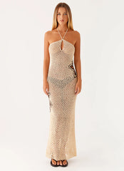 Aster Crochet Maxi Dress - Pastel Yellow