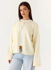 Annie One Button Cardigan - Ivory Cream