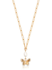 Butterfly Pearl Chain Necklace