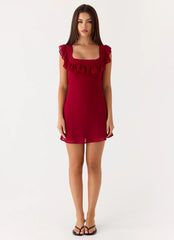 Malina Mini Dress - Deep Red