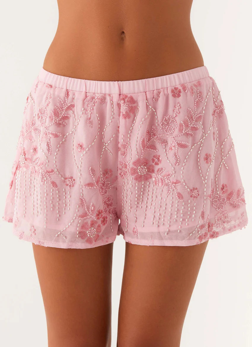 Mercer Sequin Mini Shorts - Pink