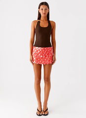 Movie Star Mini Skirt - Mandarin Red